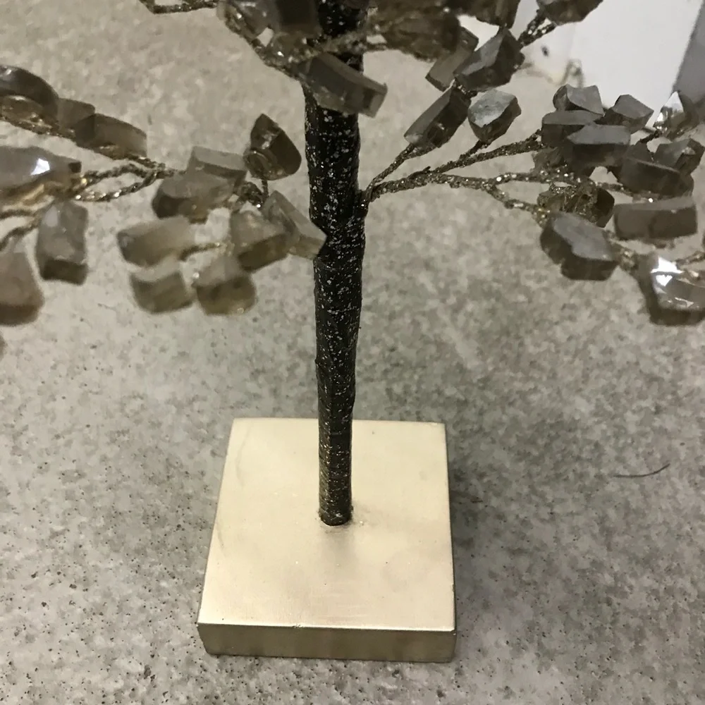 Set Of 2 Glass Cubes And Metal Wire Art Deco Christmas Trees NEW
